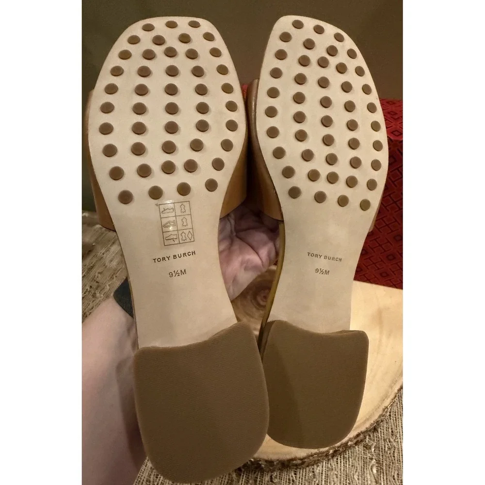 TORY BURCH Bombe Miller Slide Leather Sandal Carmel &‎ Yellow SZ 9.5 New Rt-298$